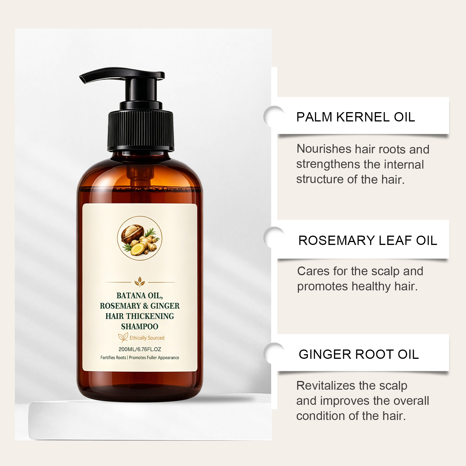 Batana Oil Shampoo Mild Ingredients Clean Scalp Dense Foam Fluffy Plump Hair Strengthen Hair Strands