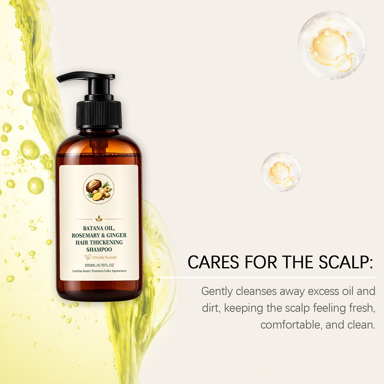 Batana Oil Shampoo Mild Ingredients Clean Scalp Dense Foam Fluffy Plump Hair Strengthen Hair Strands