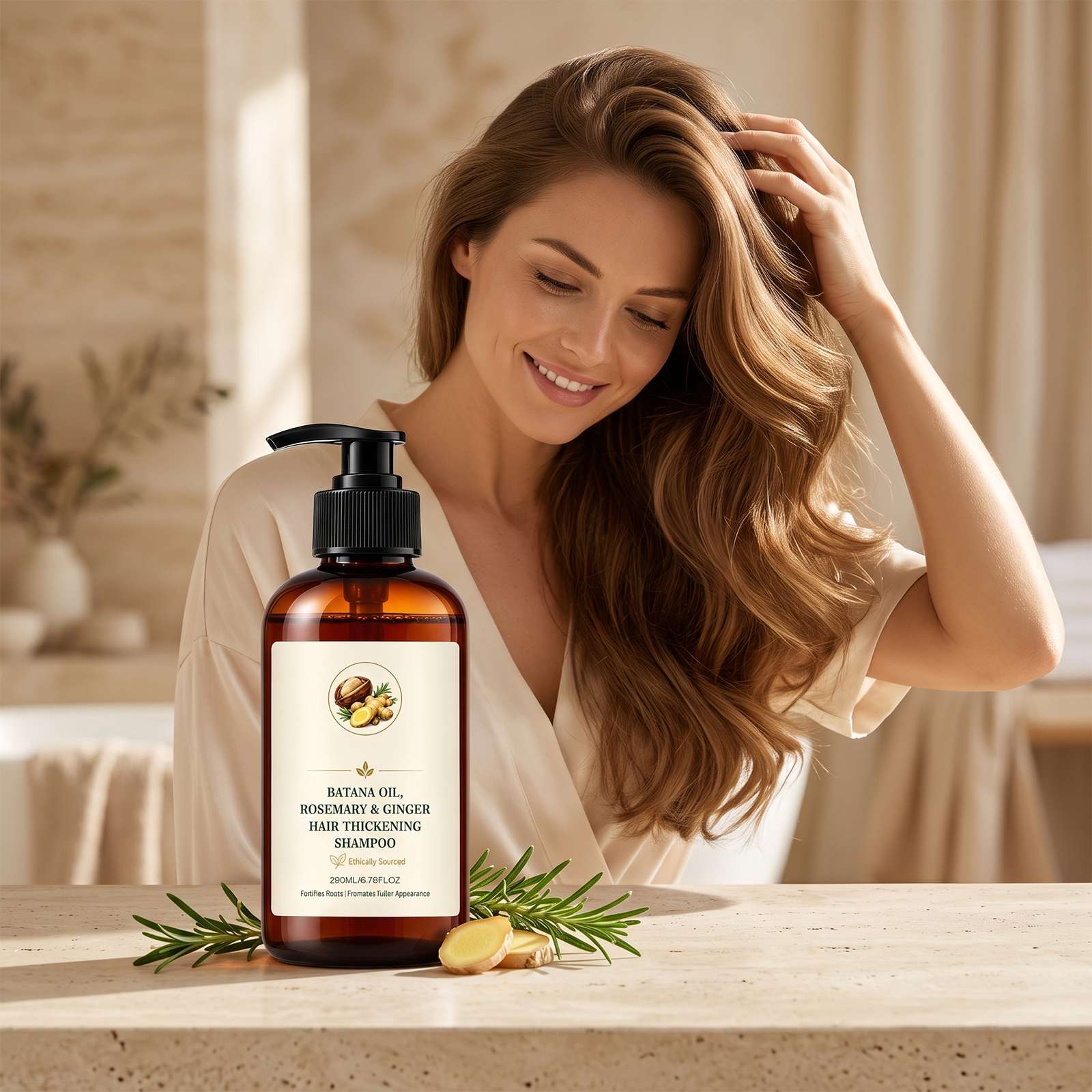 Batana Oil Shampoo Mild Ingredients Clean Scalp Dense Foam Fluffy Plump Hair Strengthen Hair Strands