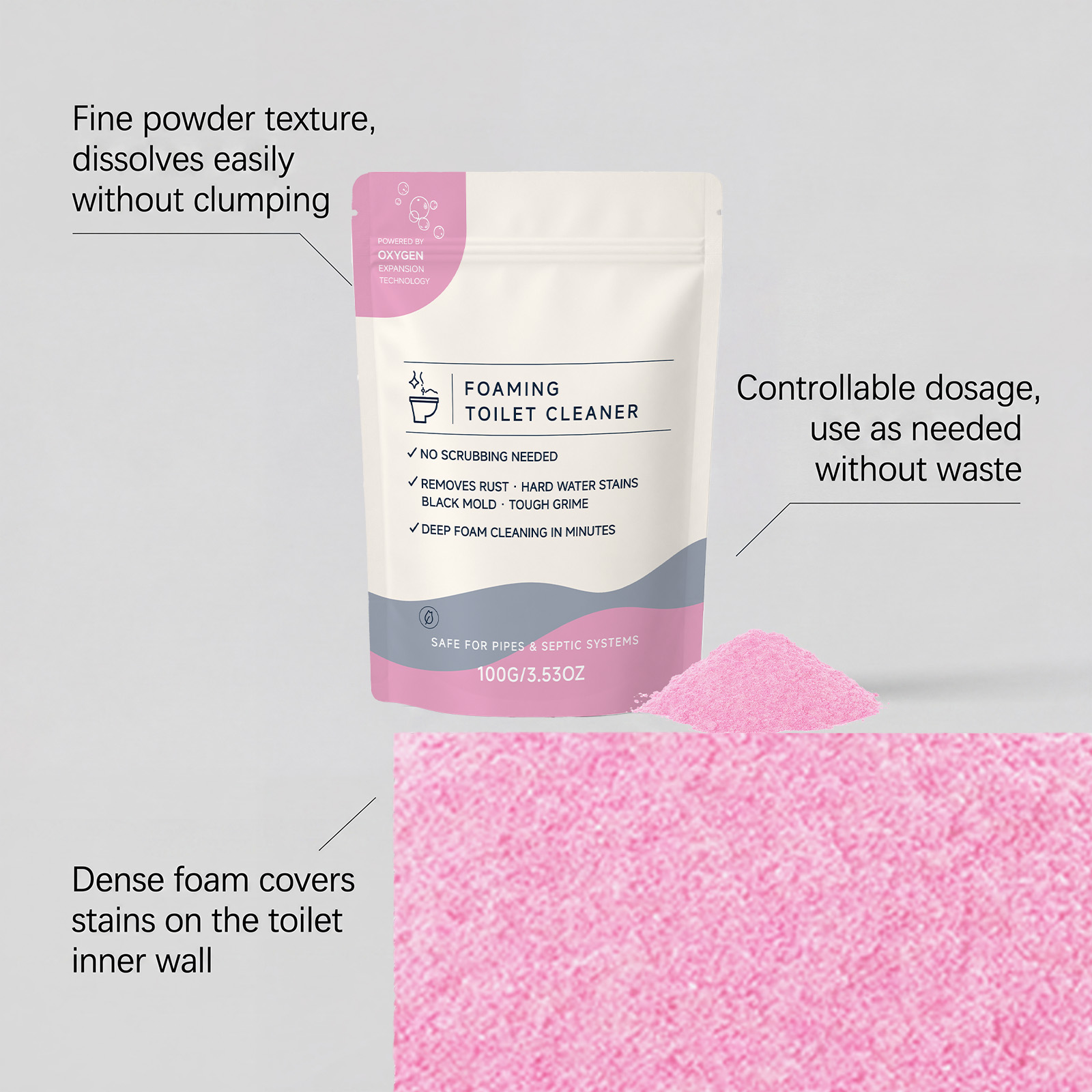 Foam Toilet Cleaner Purple Clean Daily Washing Scale Removal Reduce Odor Fresh Fragrance Bathroom Closestool