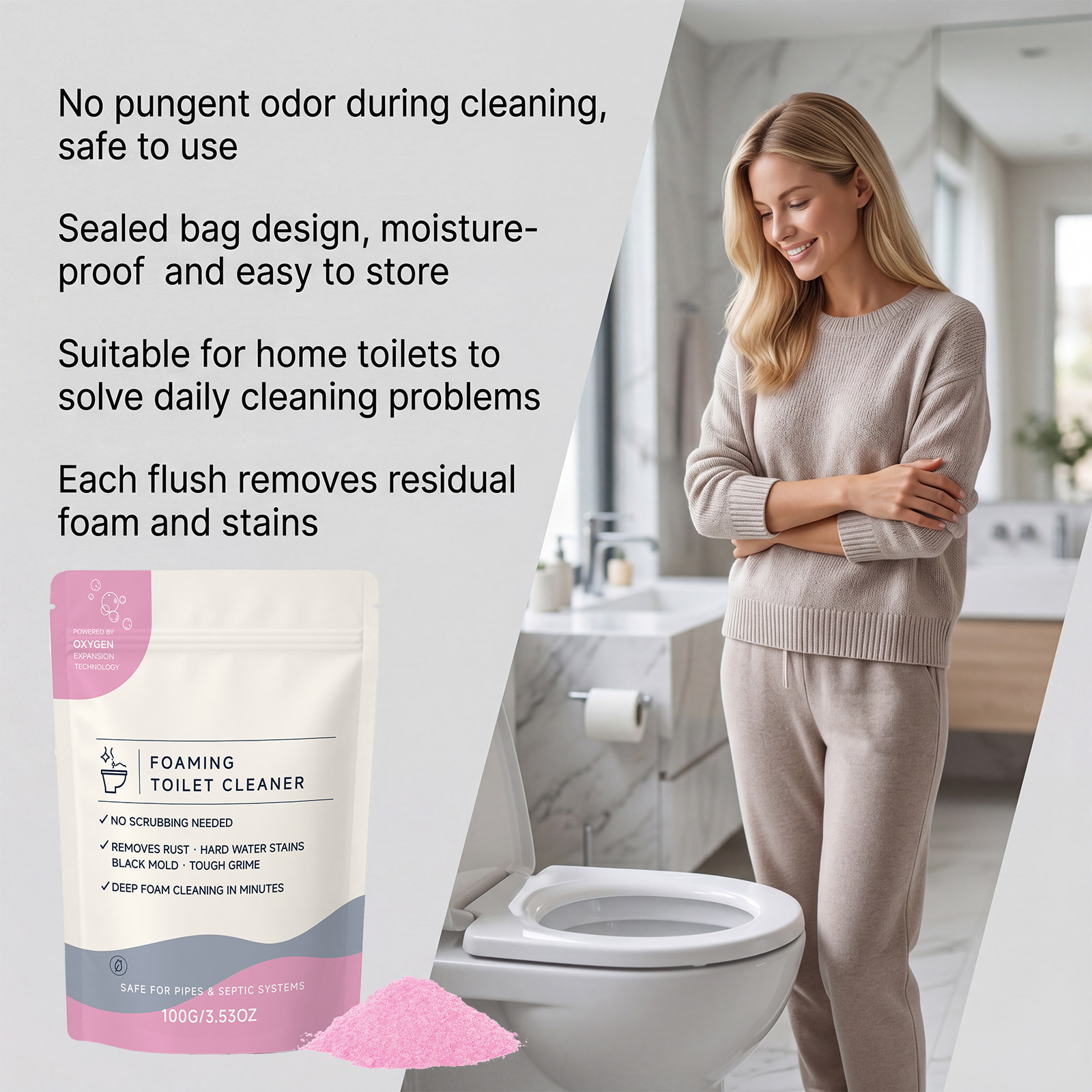 (Blue) Foam Toilet Cleaner Purple Clean Daily Washing Scale Removal Reduce Odor Fresh Fragrance Bathroom Closestool