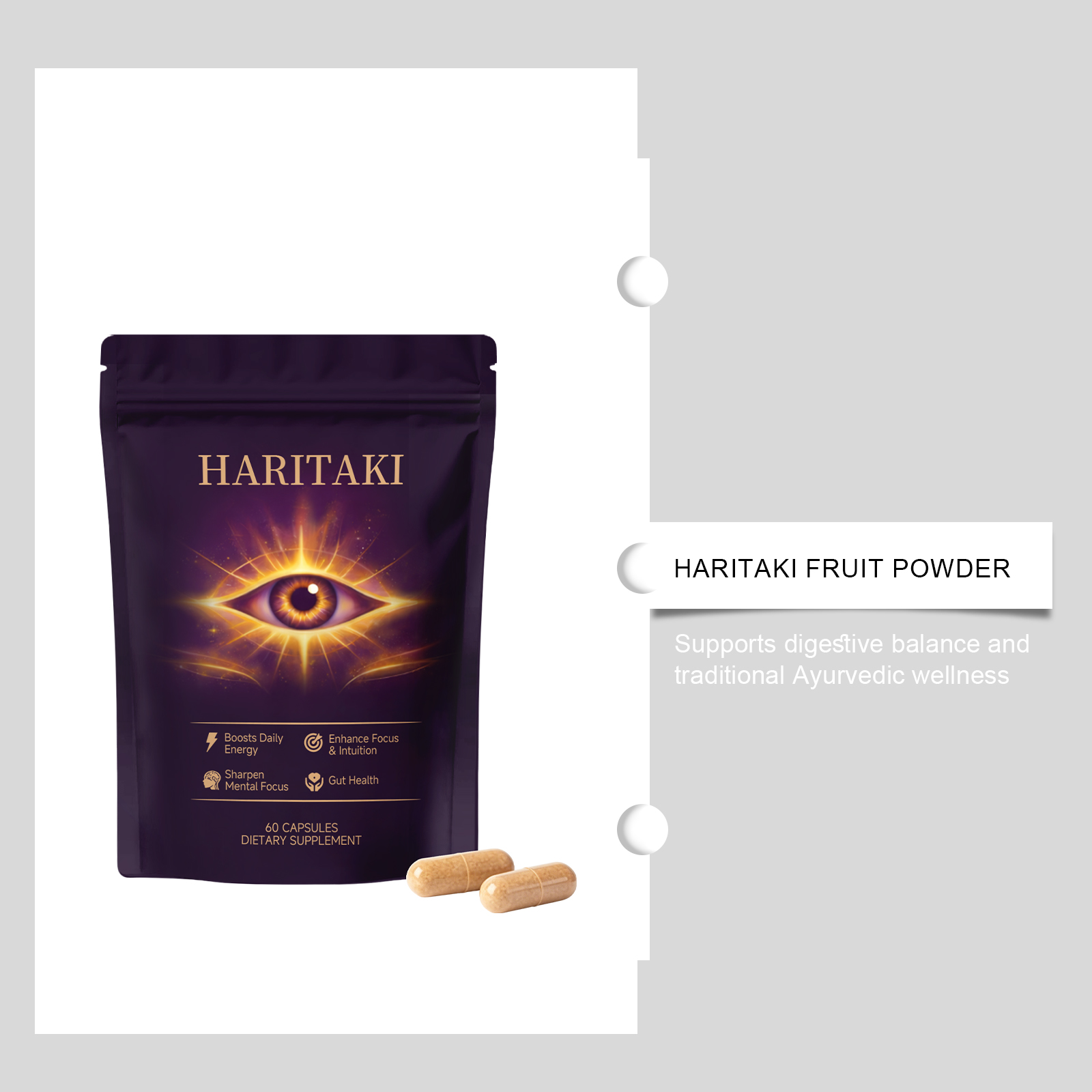 Chebula Capsule Mild Ingredients Nourishing Supplement Protect Intestines Fit Daily Diet Body Comfort Care Support Gentle Nutrition Care Aid