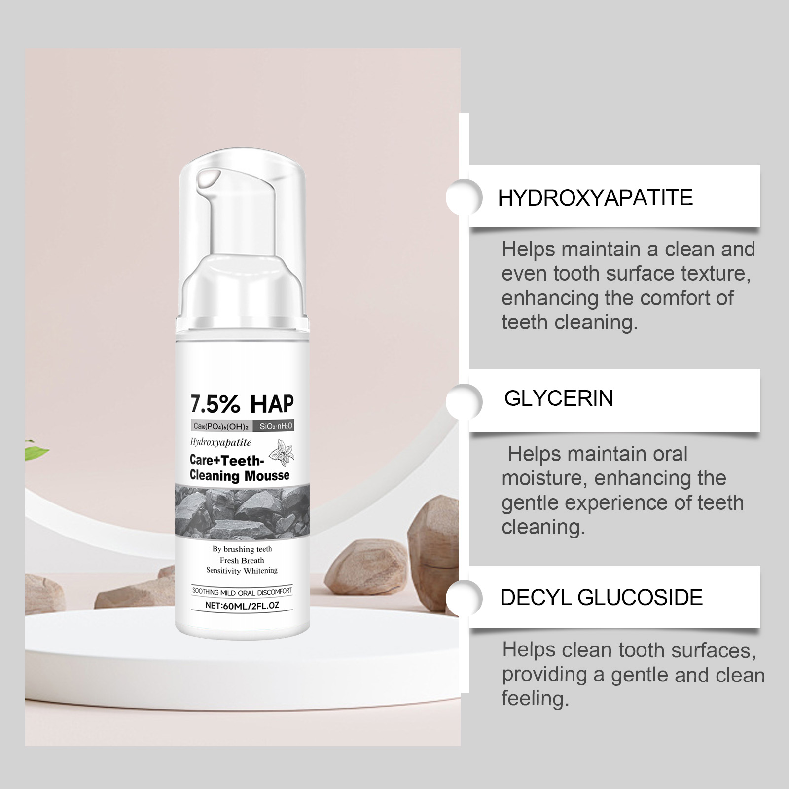 Whitening Teeth Cleaning Mousse Gentle Clean Tooth Surface Protect Oral Cavity Fresh Breath Daily Sanitary Care