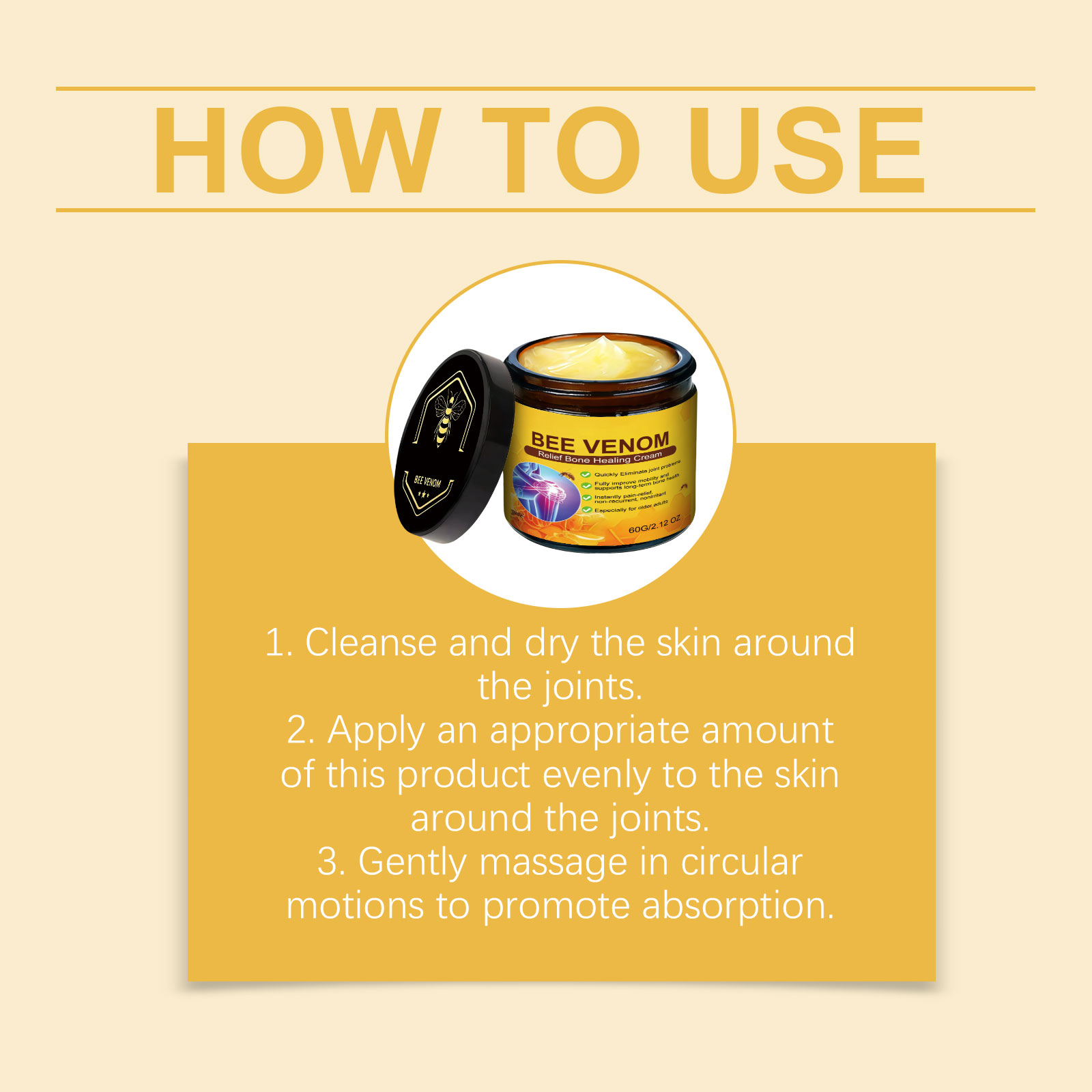 Bee Venom Joint Care Cream Soft Cream Texture Gentle Moisturizing Mild Nonirritating Massage Joint Comfort Body
