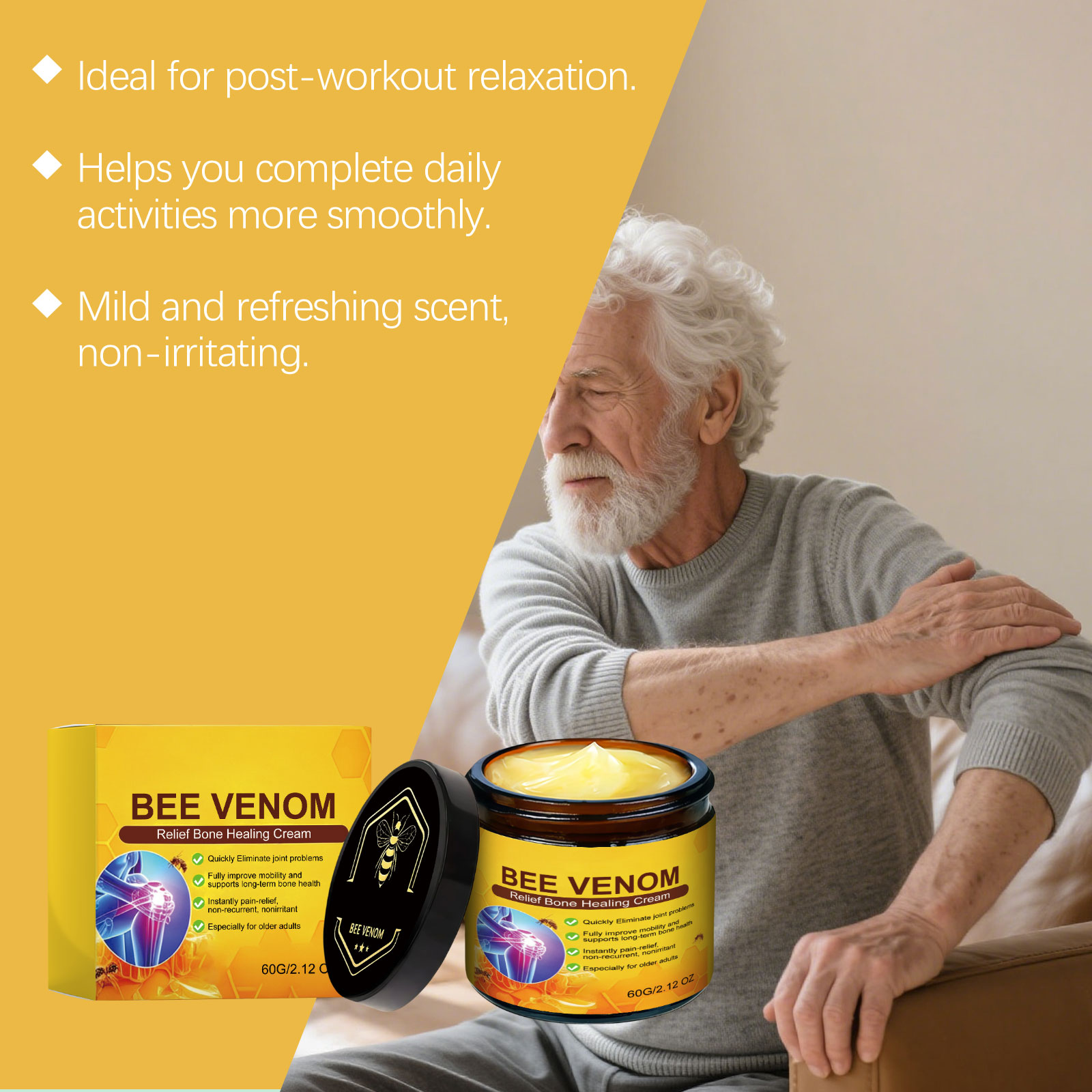 Bee Venom Joint Care Cream Soft Cream Texture Gentle Moisturizing Mild Nonirritating Massage Joint Comfort Body