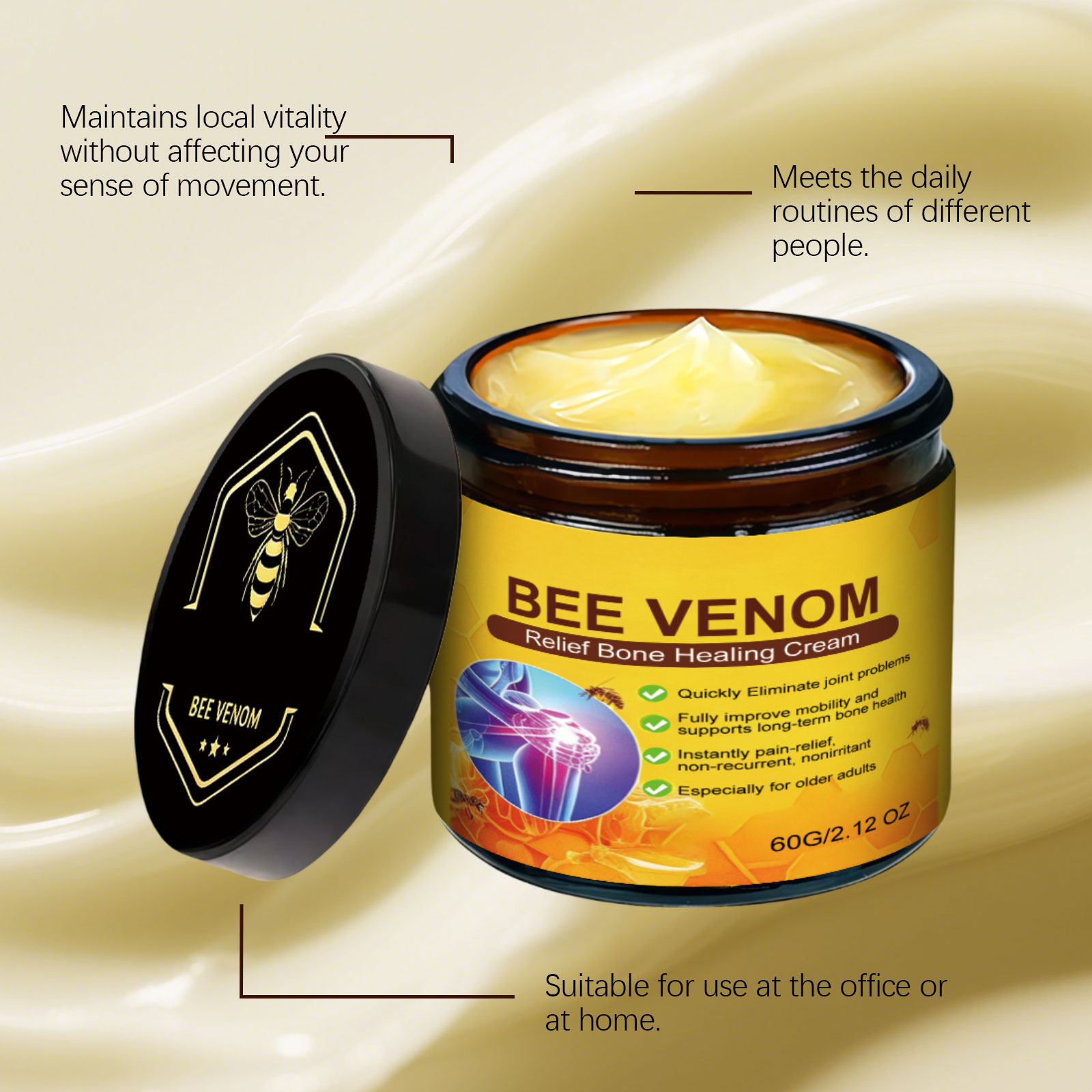 Bee Venom Joint Care Cream Soft Cream Texture Gentle Moisturizing Mild Nonirritating Massage Joint Comfort Body