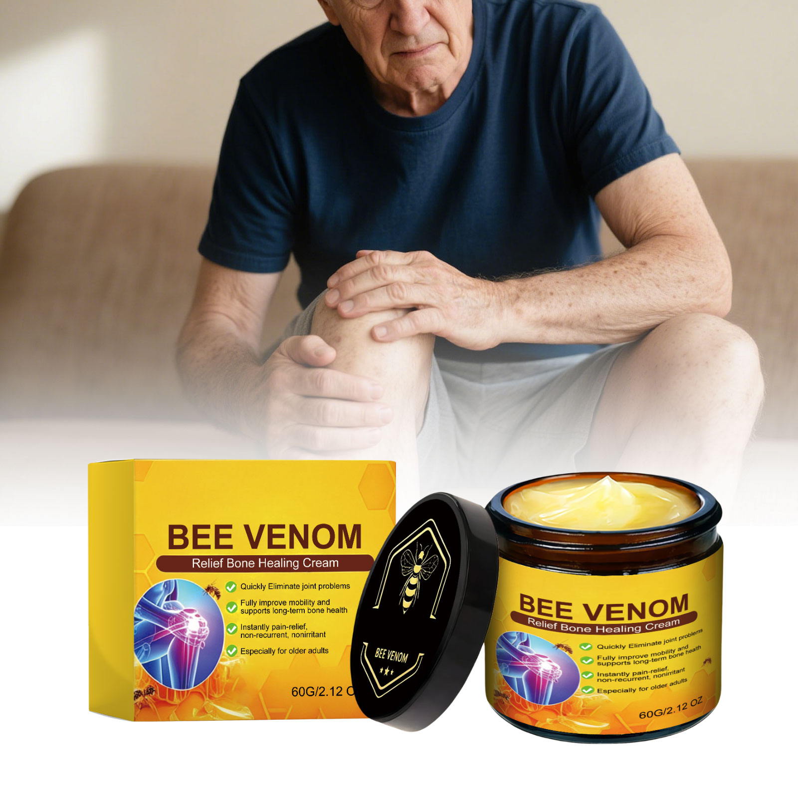Bee Venom Joint Care Cream Soft Cream Texture Gentle Moisturizing Mild Nonirritating Massage Joint Comfort Body