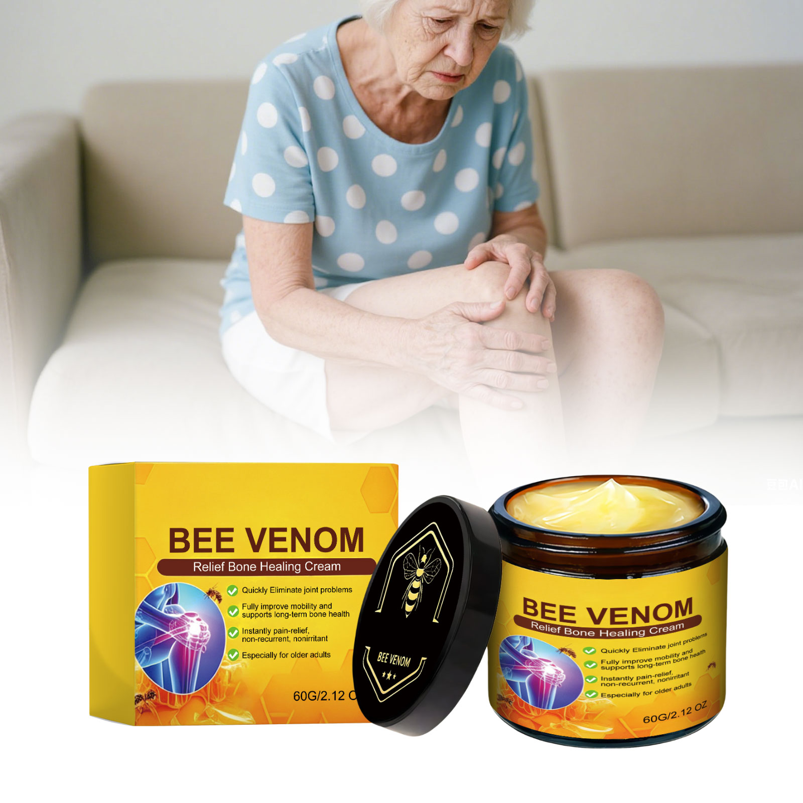 Bee Venom Joint Care Cream Soft Cream Texture Gentle Moisturizing Mild Nonirritating Massage Joint Comfort Body
