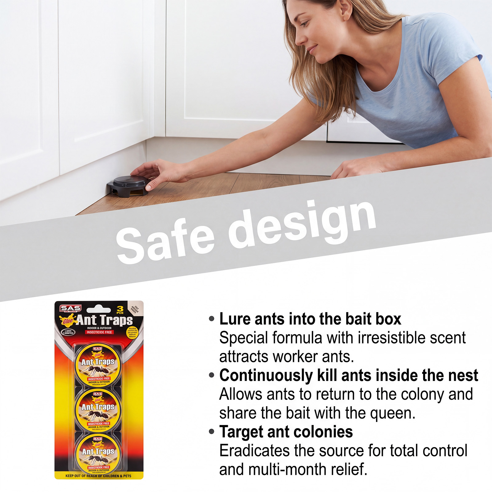 Ant Trap Box Household Kitchen Living Room Toilet Ant Bait Easy Operation Capture Repel Universal Box