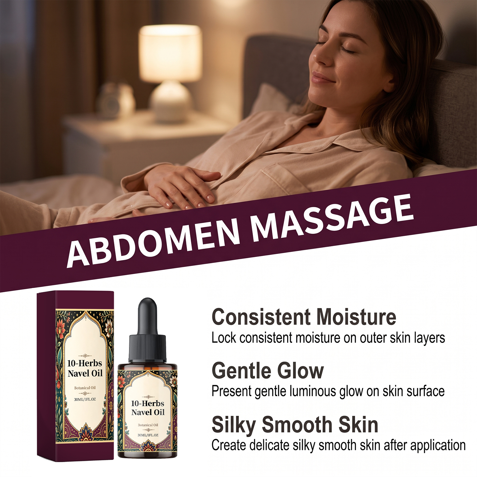 Nursing Navel Oil Light Texture Moisturizing Comfort Skin Hydrating Delicate Soft Night Abdominal Massage Oil