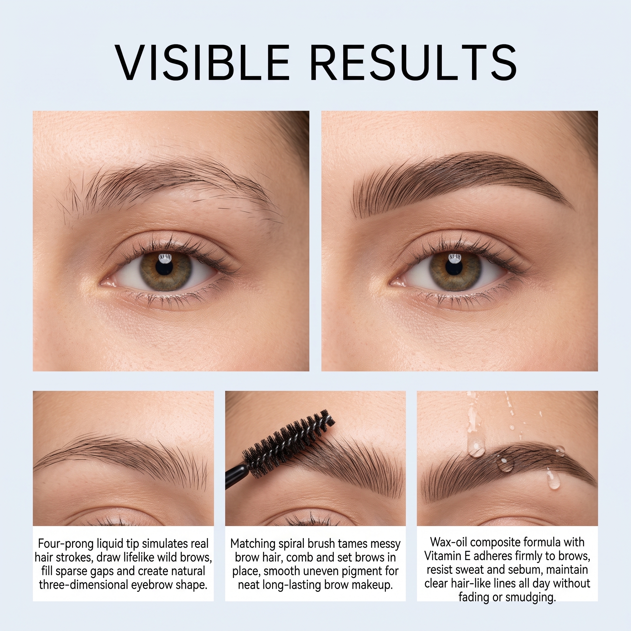 Dual Head 3D Eyebrow Pencil Light Brown Daily Outline Individual Hair Natural Color Stereo Smooth Eyebrow Tool