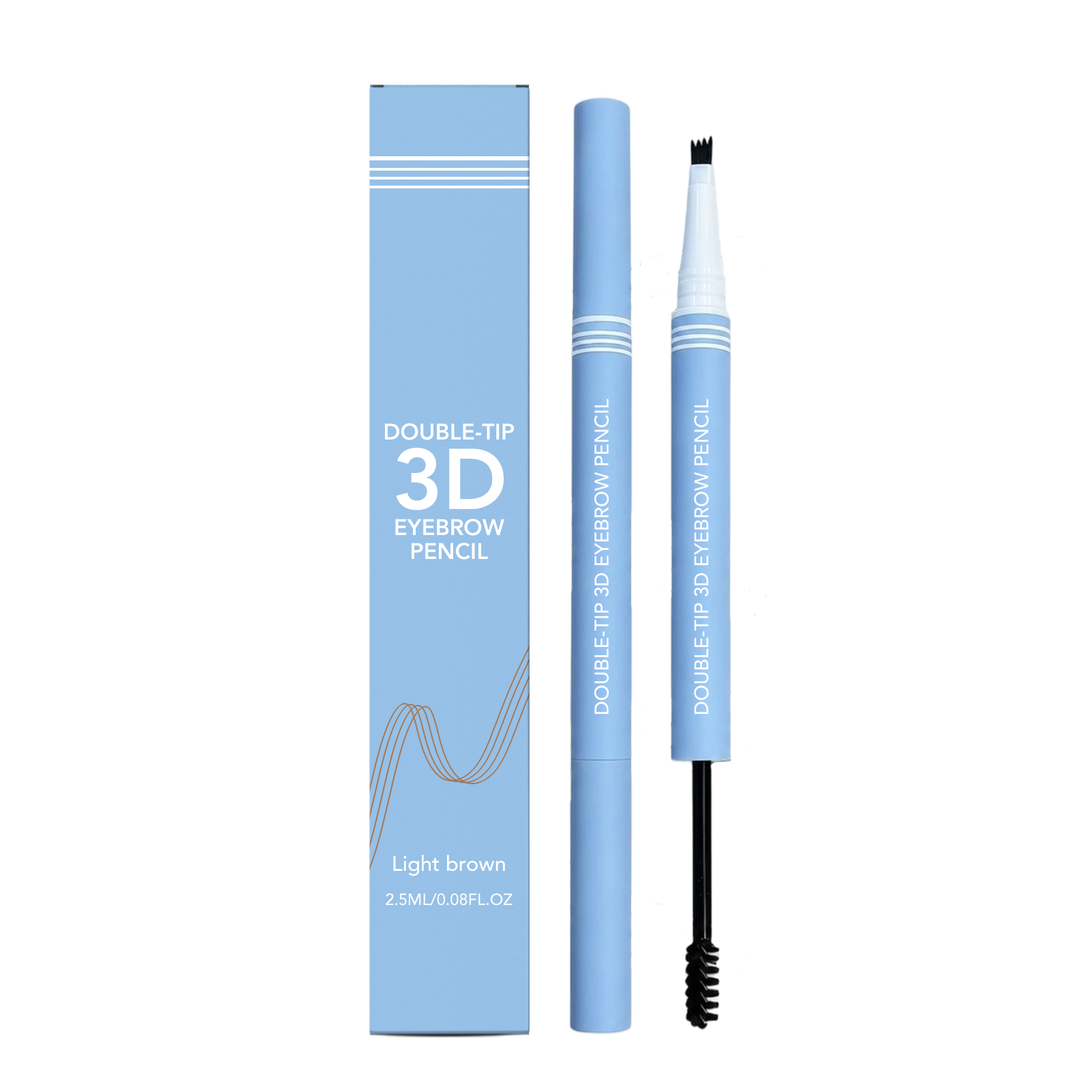 Dual Head 3D Eyebrow Pencil Light Brown Daily Outline Individual Hair Natural Color Stereo Smooth Eyebrow Tool