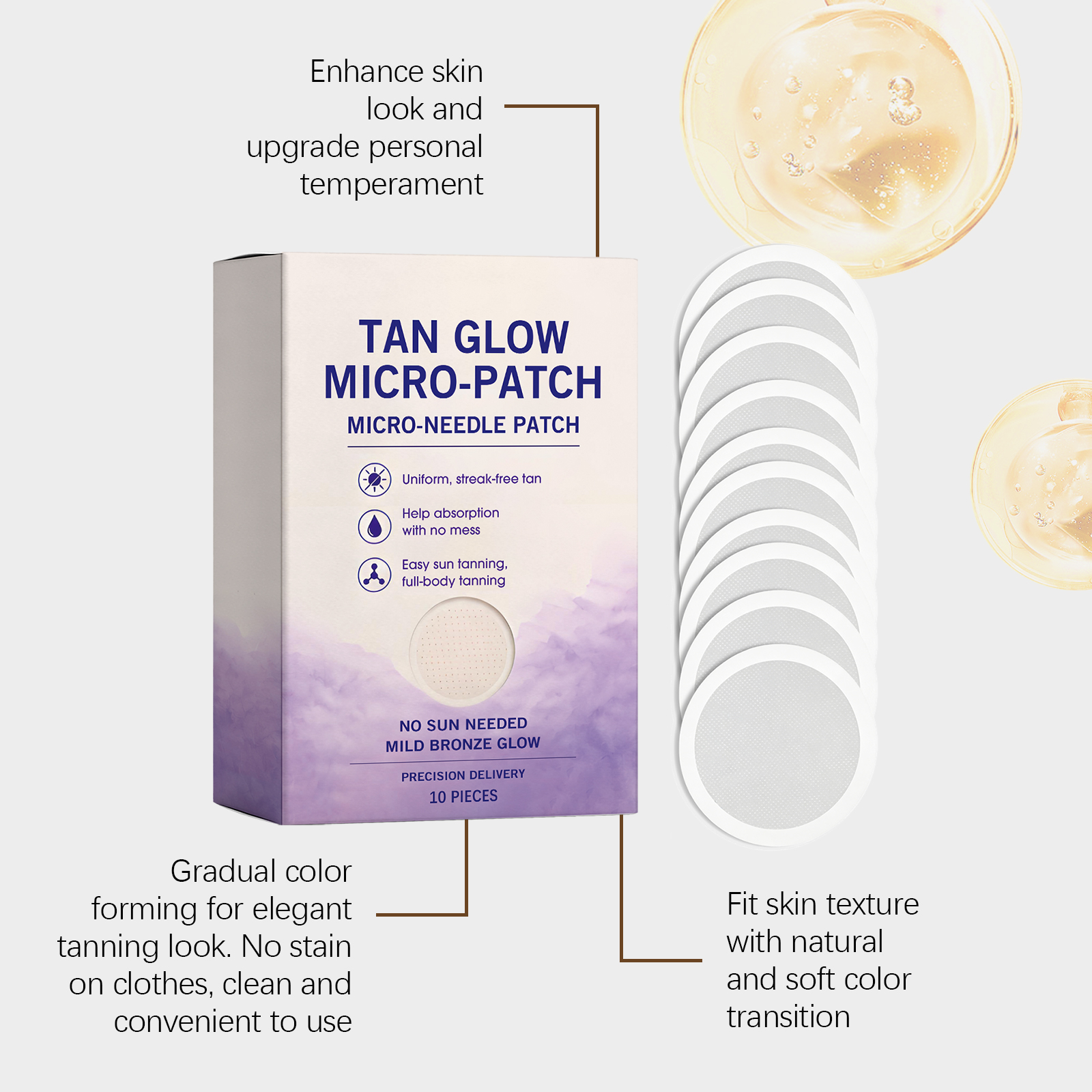 Body Beauty Tanning Microneedle Patch Skin Care Facial Cosmetic Daily External Use Gentle Portable