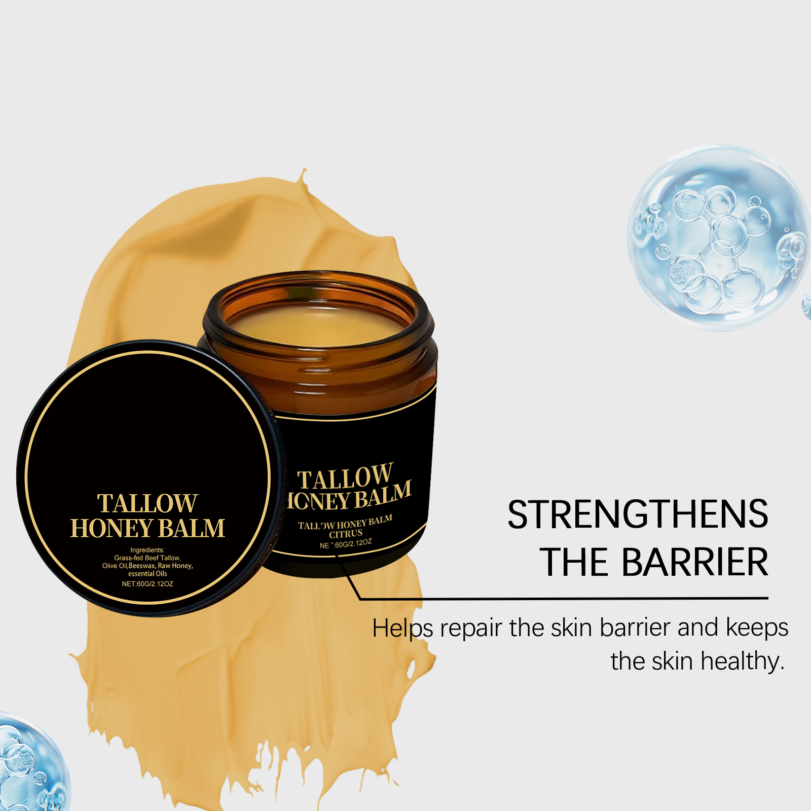 Tallow Honey Nourishing Skin Cream Gentle Moisturizing Soft Hydrating For Daily Body Skin Care