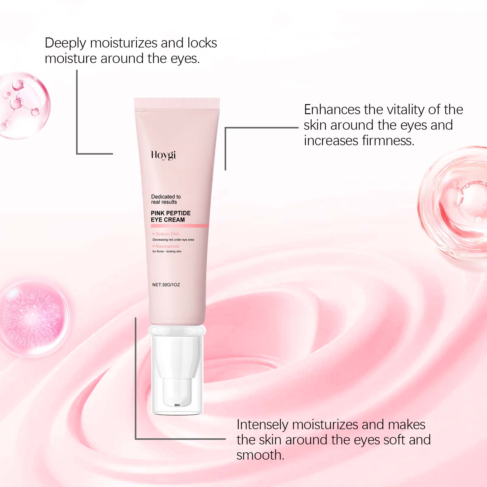 Pink Peptide Eye Cream Mildly Moisturizing Improve Eye Fine Lines Hydrating Elastic Eye Cream