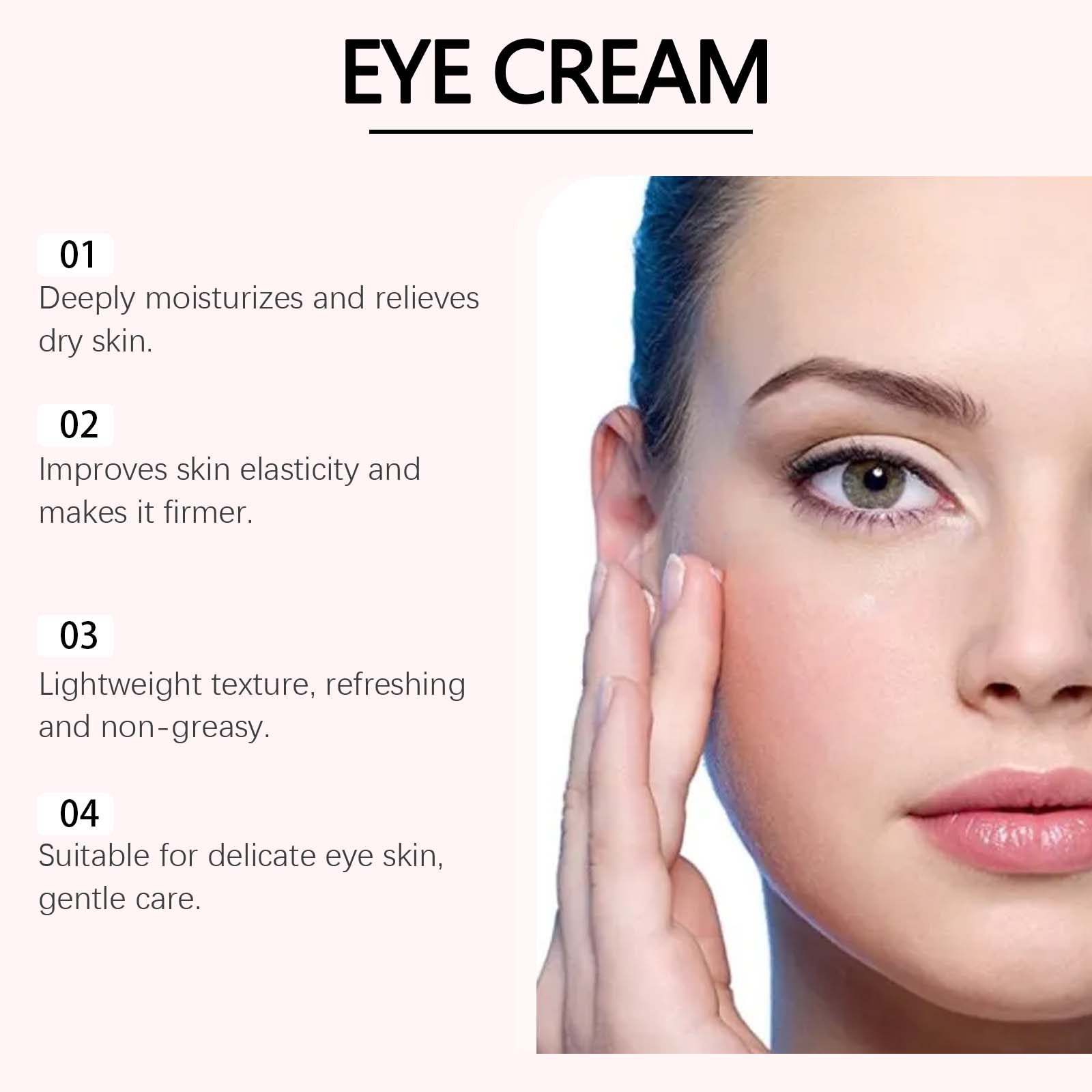 Pink Peptide Eye Cream Mildly Moisturizing Improve Eye Fine Lines Hydrating Elastic Eye Cream