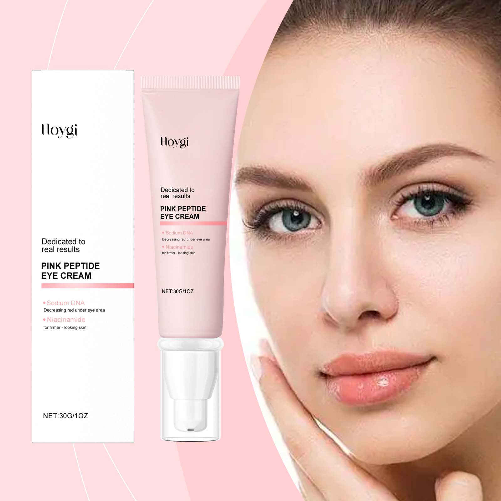 Pink Peptide Eye Cream Mildly Moisturizing Improve Eye Fine Lines Hydrating Elastic Eye Cream