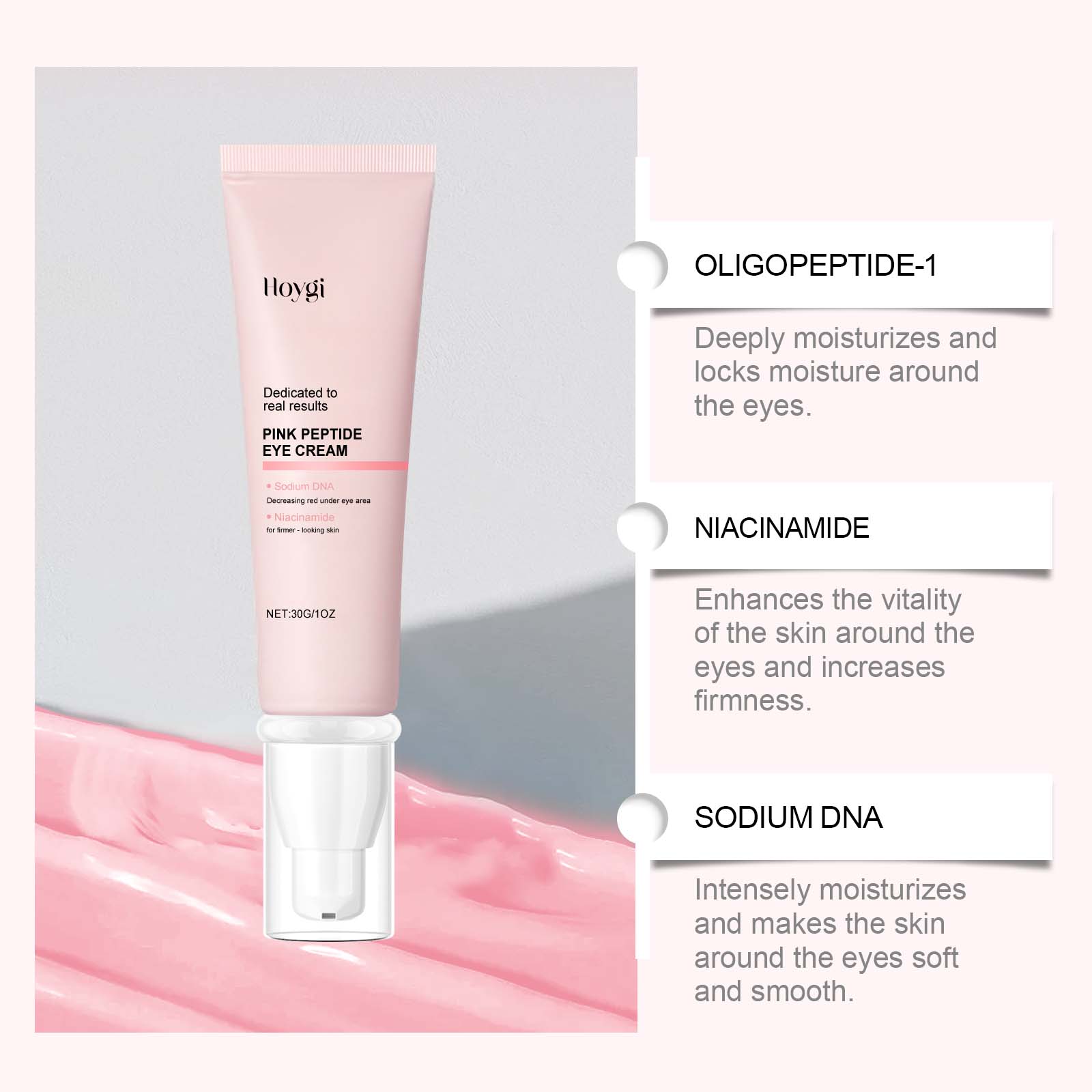 Pink Peptide Eye Cream Mildly Moisturizing Improve Eye Fine Lines Hydrating Elastic Eye Cream