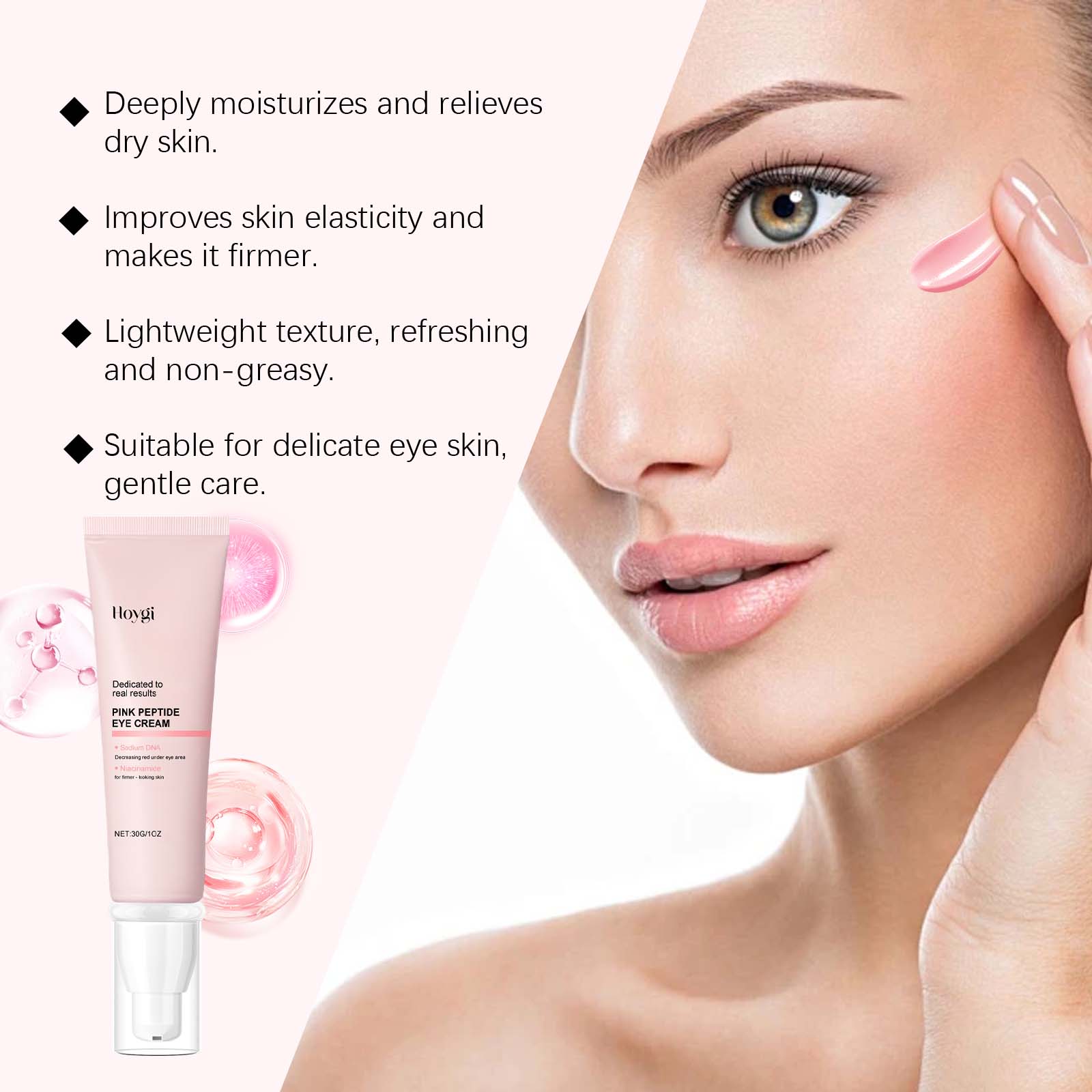 Pink Peptide Eye Cream Mildly Moisturizing Improve Eye Fine Lines Hydrating Elastic Eye Cream