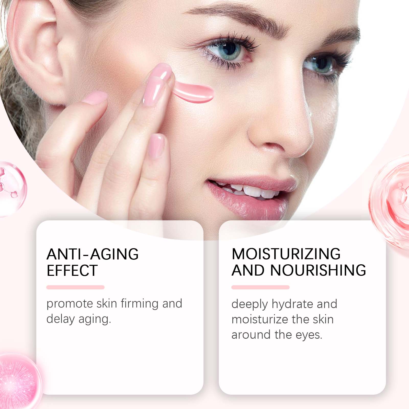 Pink Peptide Eye Cream Mildly Moisturizing Improve Eye Fine Lines Hydrating Elastic Eye Cream