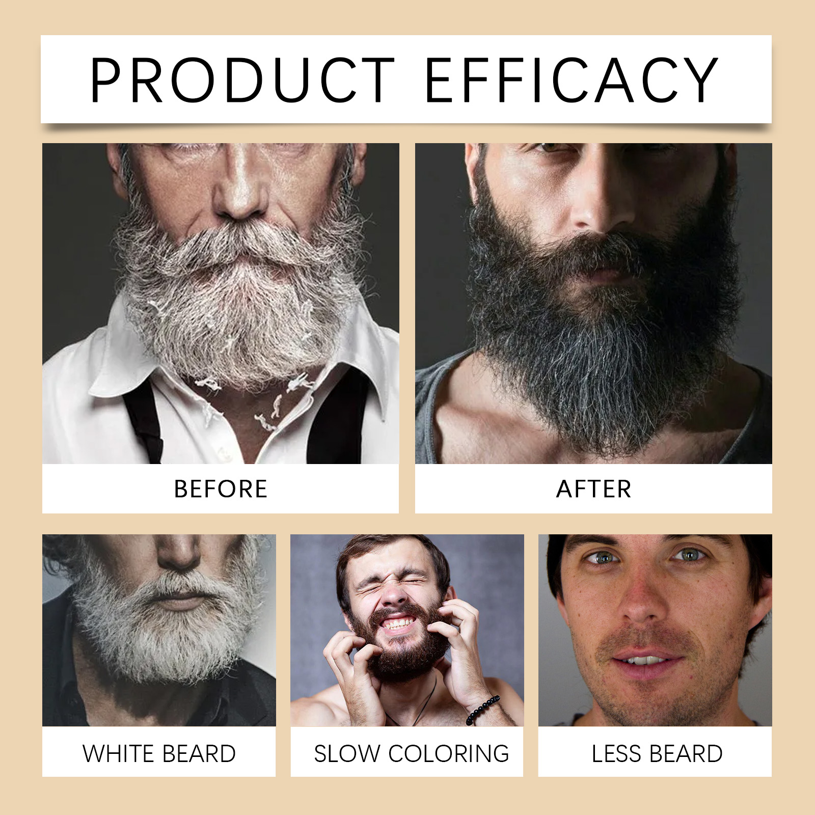 Black Men Beard Eyebrow Dye Moisturizing Hydrating Men Beard Natural Long Lasting Nonfade