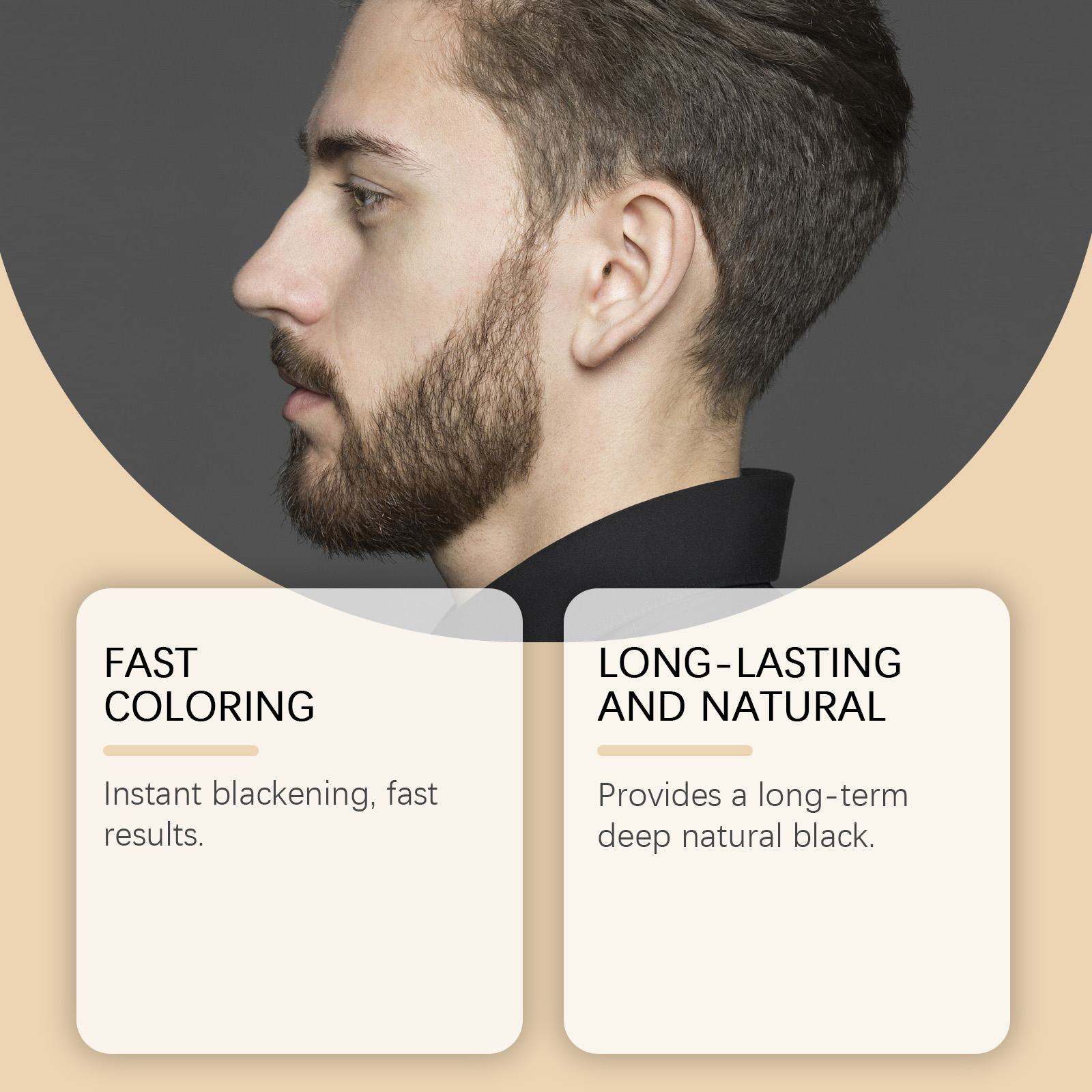 Black Men Beard Eyebrow Dye Moisturizing Hydrating Men Beard Natural Long Lasting Nonfade