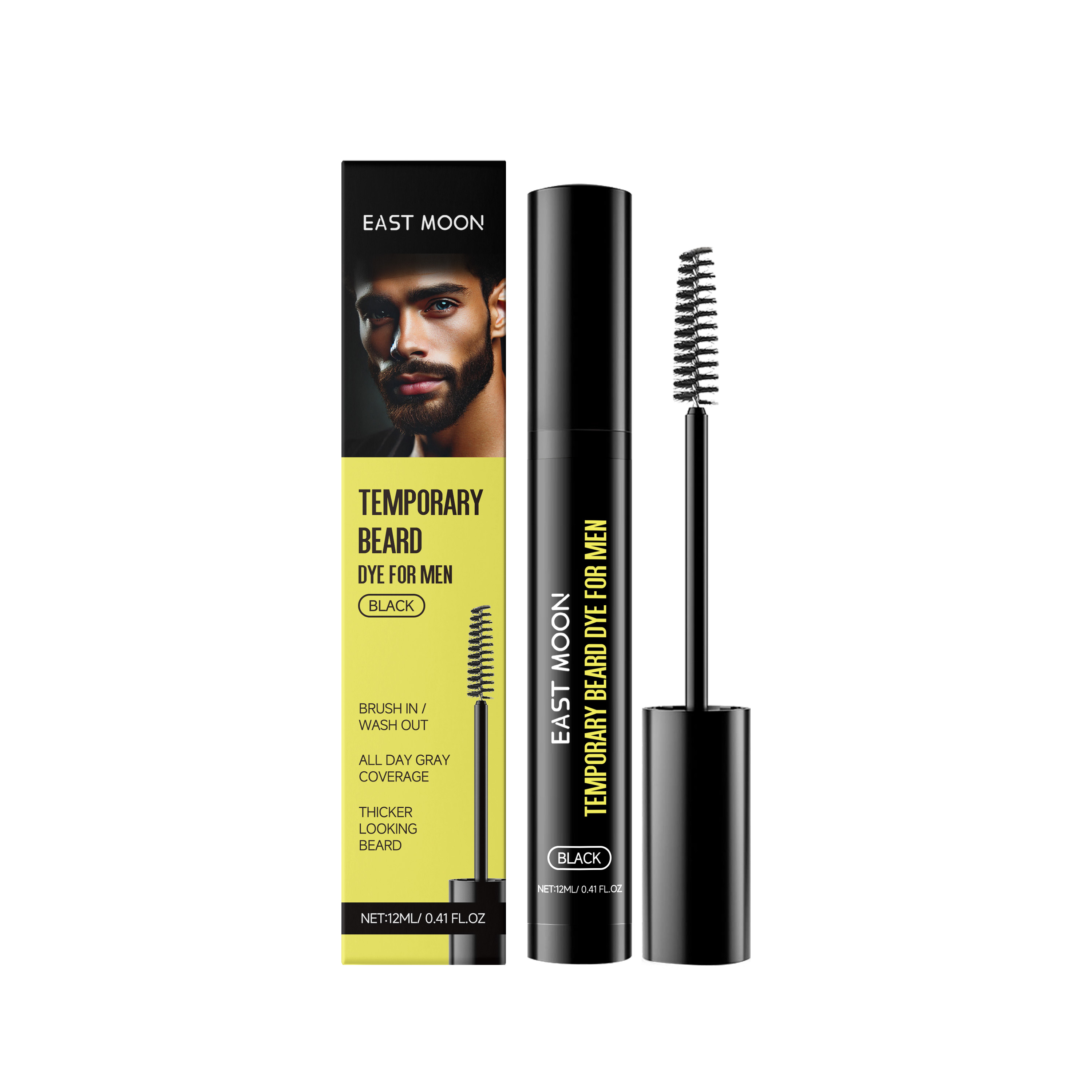 Black Men Beard Eyebrow Dye Moisturizing Hydrating Men Beard Natural Long Lasting Nonfade