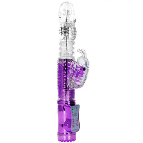 Telescopic Dildo Vibrator G-Spot Rabbit Vibrator Clitoris Stimulator Vaginal Massager Sex Toys for Women Female Masturbation USB Purple