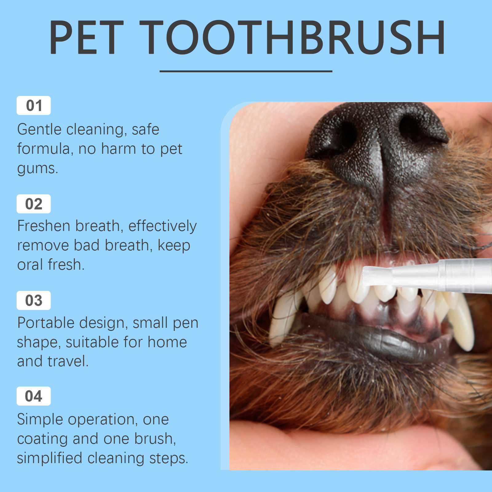 Pet Toothbrush Pen Gentle Oral Cleaning Fresh Breath For Dogs Cats Dental Care Daily Use