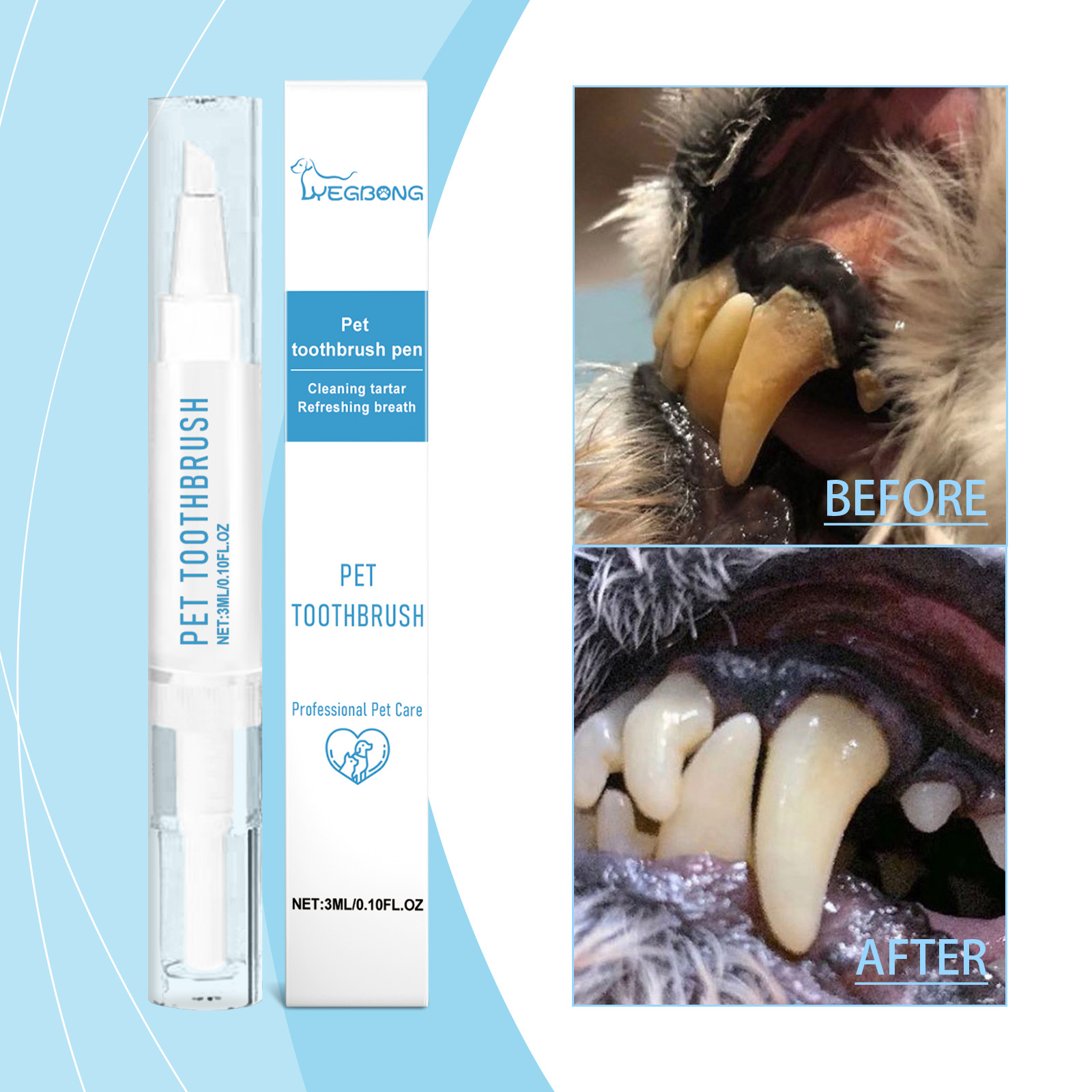 Pet Toothbrush Pen Gentle Oral Cleaning Fresh Breath For Dogs Cats Dental Care Daily Use