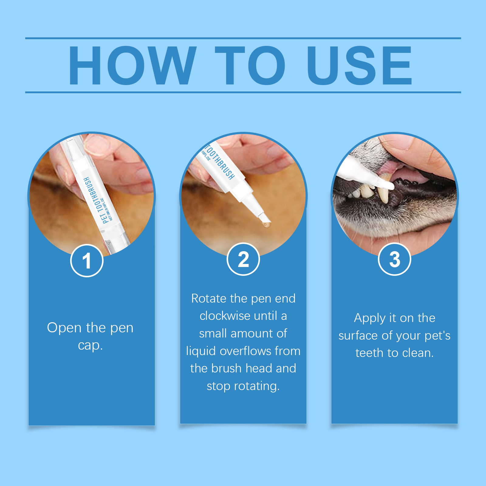 Pet Toothbrush Pen Gentle Oral Cleaning Fresh Breath For Dogs Cats Dental Care Daily Use
