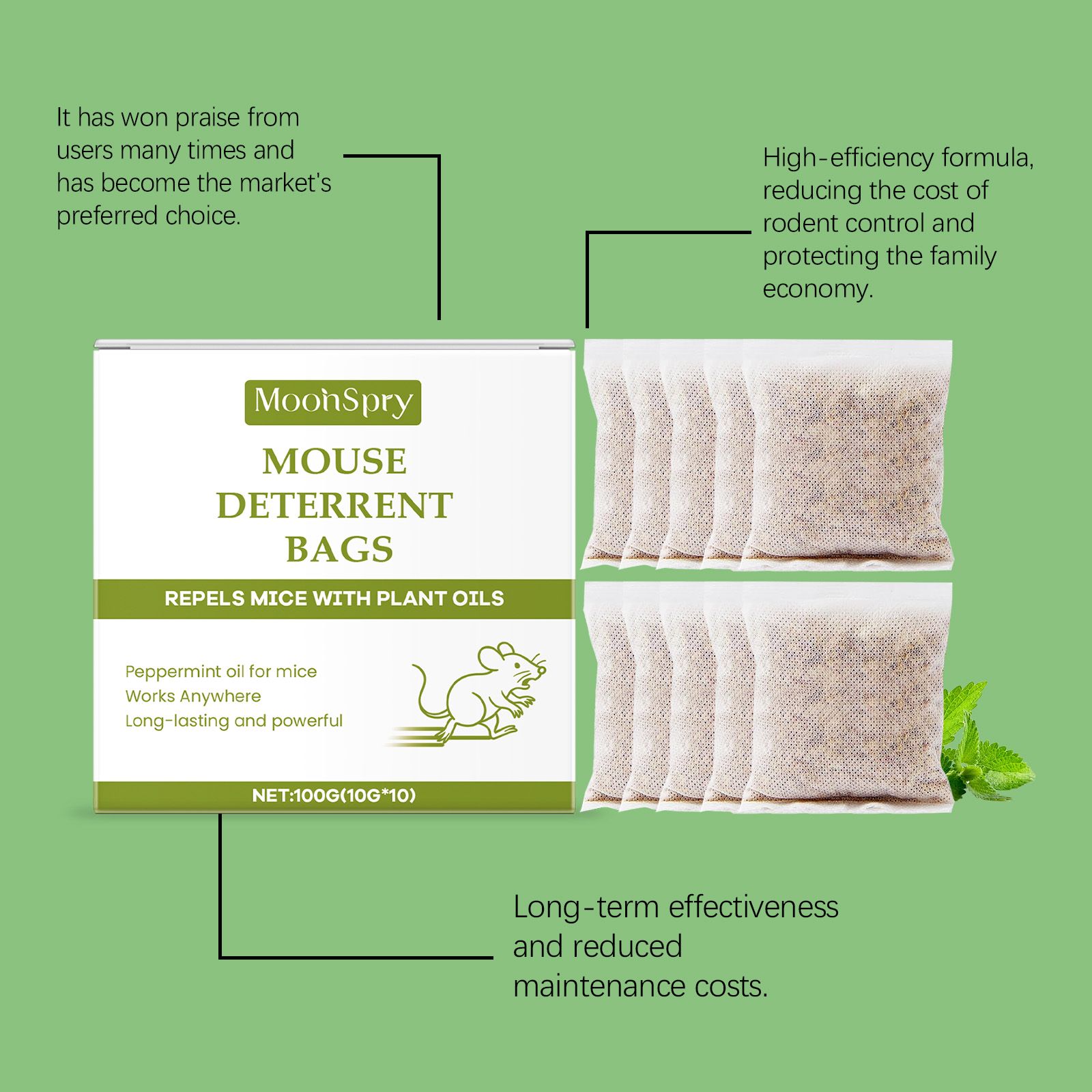 Mouse Repellent Pouches With Peppermint Oil For Indoor Rodent Control Home Use