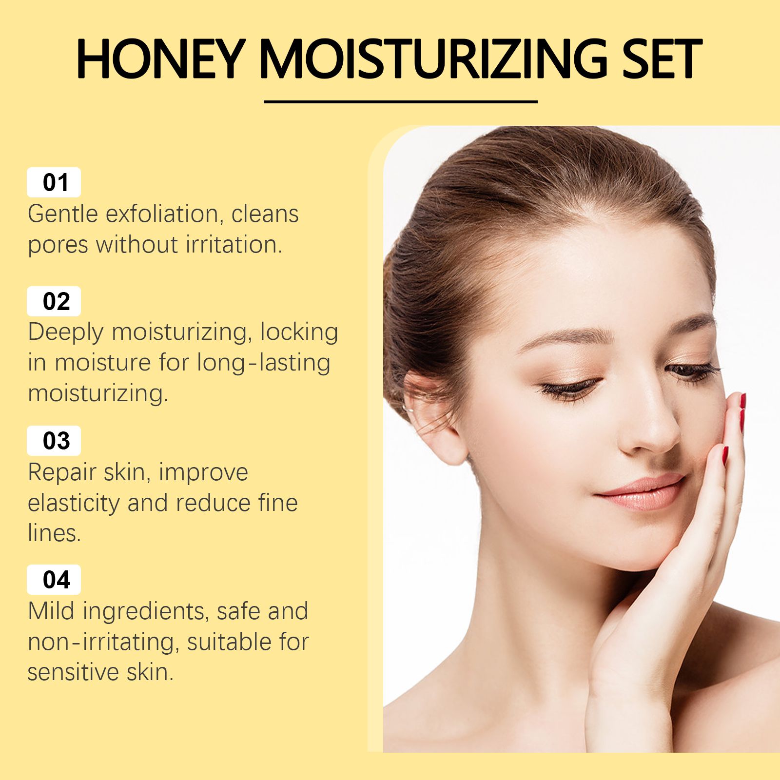 Honey Moisturizing Exfoliating Set With Lip Mask Face Mask And Hand Mask