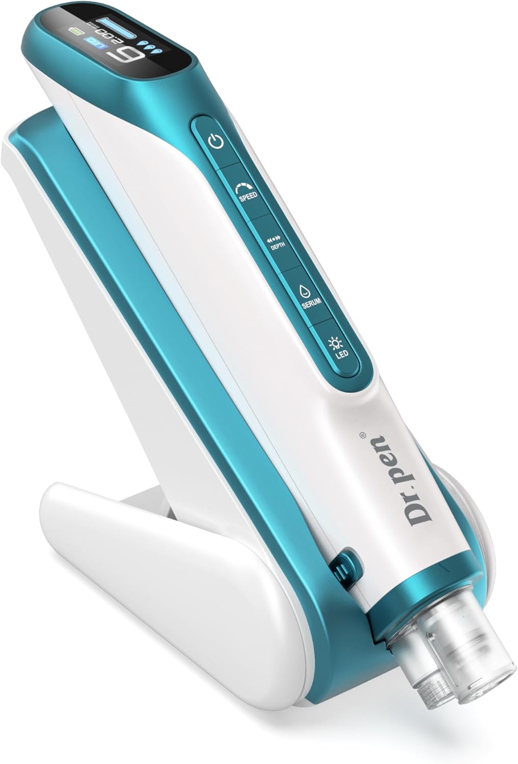 Dr Pen H6 Wireless Skin Renewal Pen with LED Light Dual Power LED Display 2 Cartridges Skin Rejuvenation Boosts Serum Absorption Home Face Beauty Device Blue