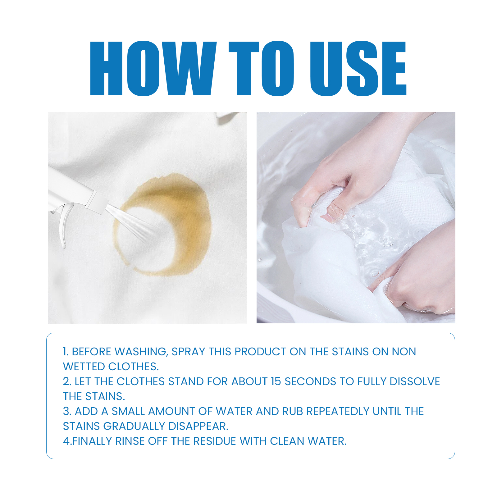 Clothes cleaner; Laundry detergent for cleaning and removing stubborn stains, oil stains, and yellowing; dry cleaning agent