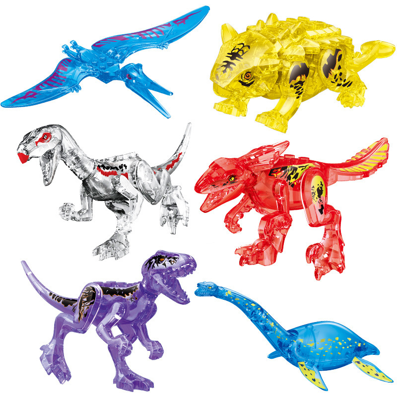 (Dinosaurs C) Dinosaur Building Blocks with Movable Jaws Collection Mini Figures Educational Toy Set Room Decoration and Birthday for Boys Girls