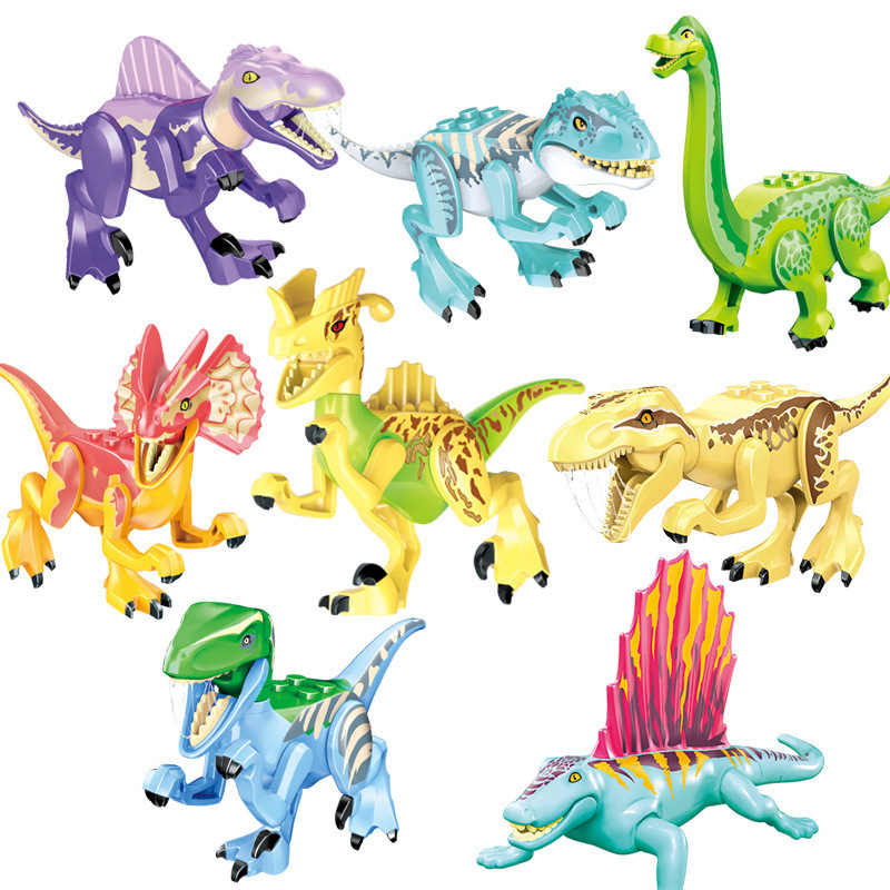 (Dinosaurs C) Dinosaur Building Blocks with Movable Jaws Collection Mini Figures Educational Toy Set Room Decoration and Birthday for Boys Girls