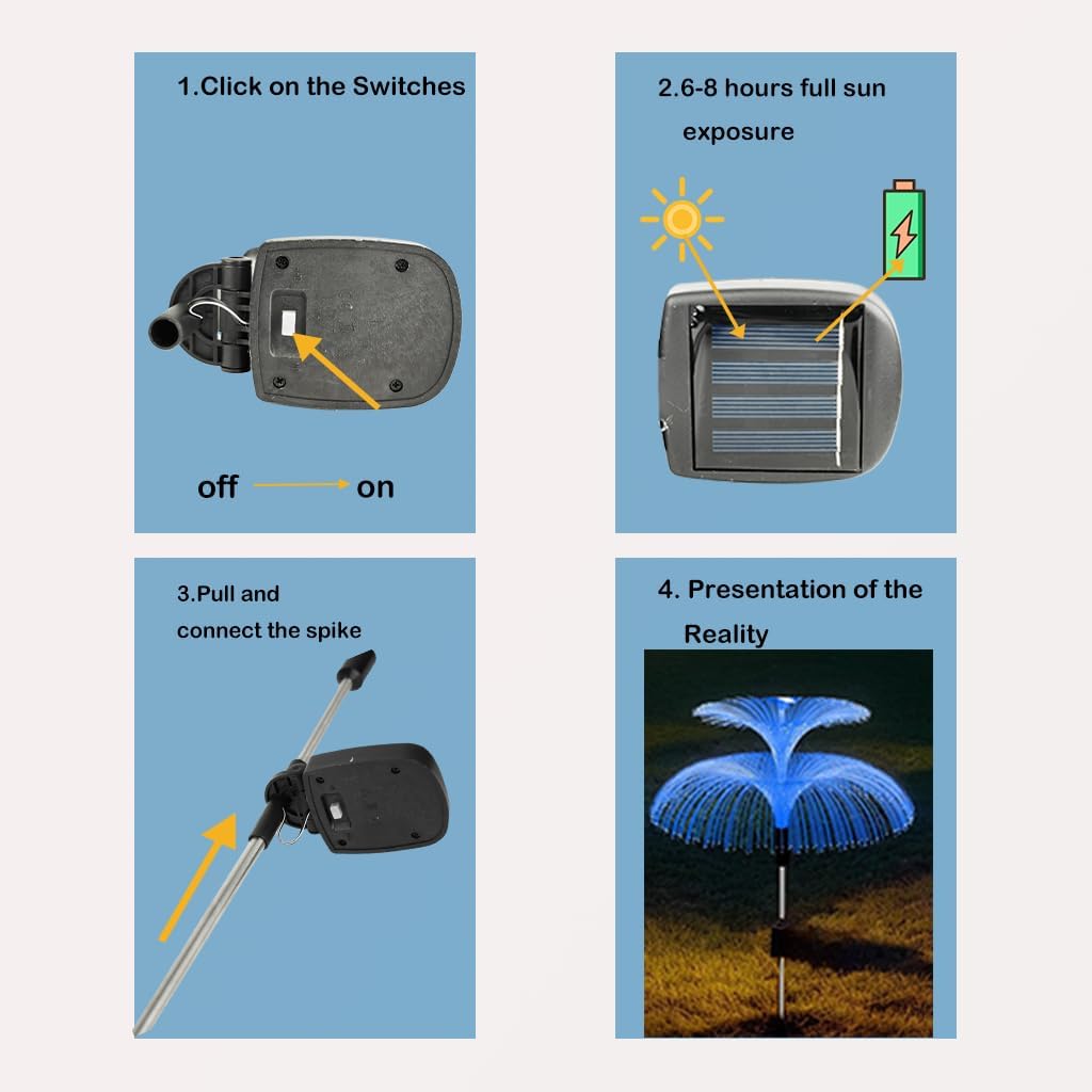 Solar Lights Outdoor Garden 3 Pack 7 Color Changing Solar Garden Lights Waterproof Double Star Jellyfish Decorative for Christmas Yard Pathway Lawn Party Terrac