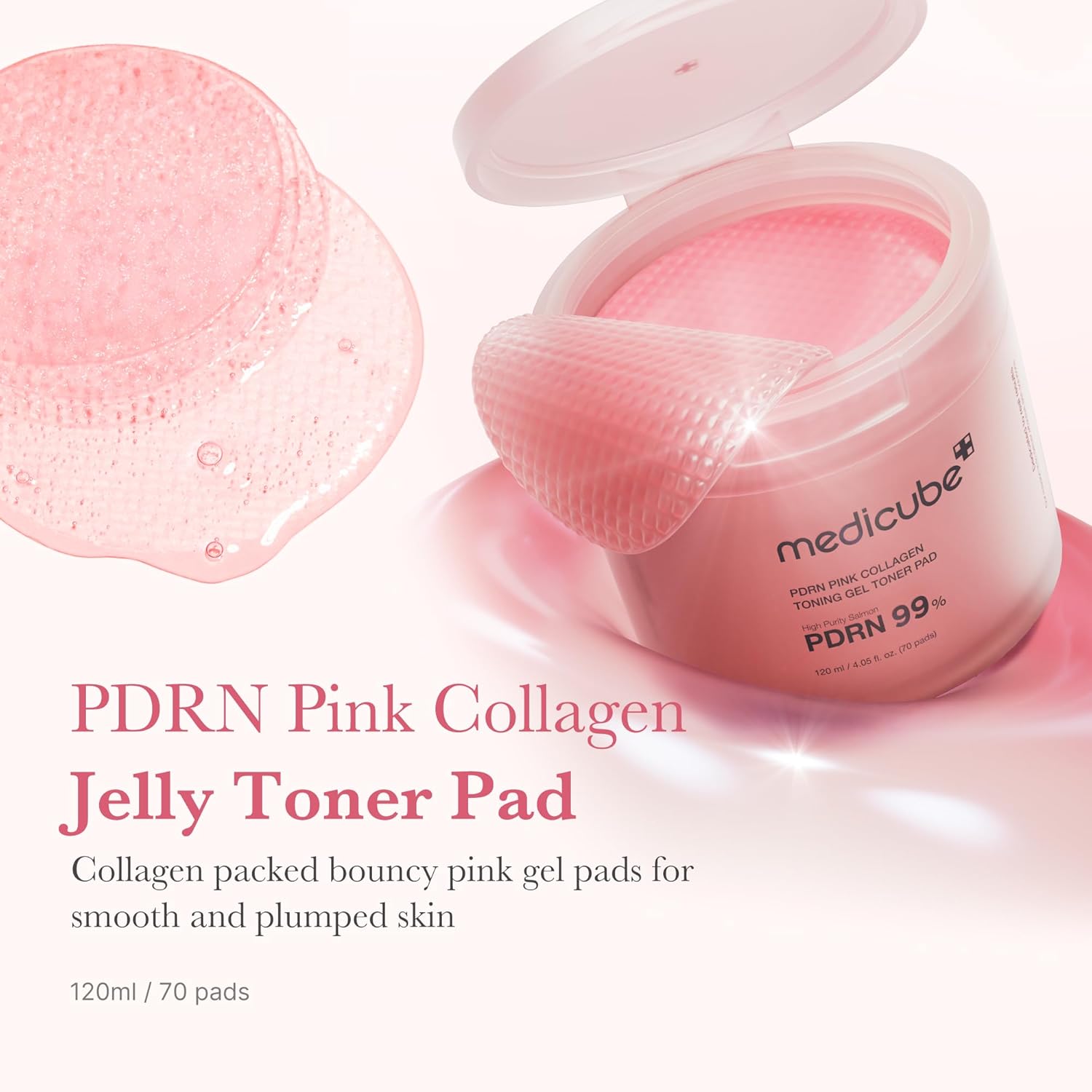 medicube Salmon DNA PDRN Pink Collagen Toning Gel Toner Pads Jelly Pad Niacinamide Madecassoside Retinol Soothing Radiance Uneven Skin Tone Korean Skin Care