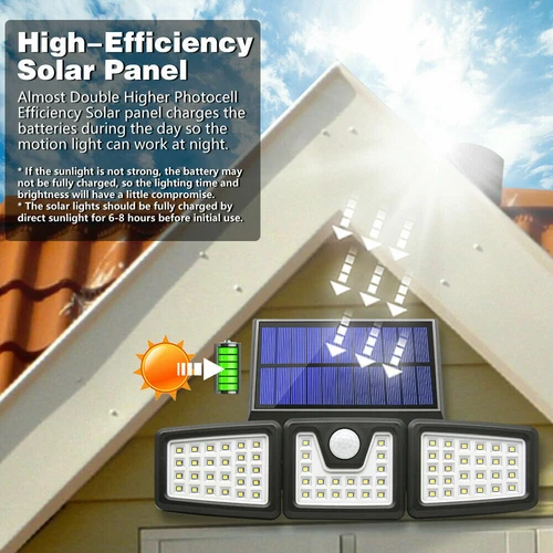 Outdoor Solar Lights Motion Sensor Security LED Waterproof Adjustable head