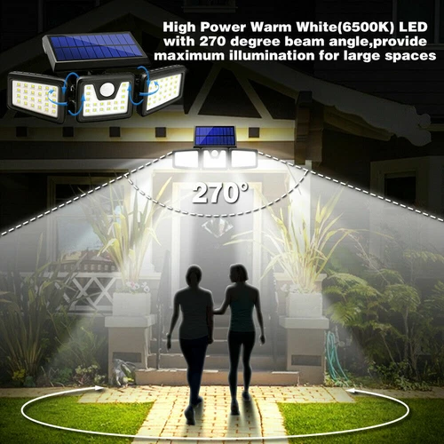 Outdoor Solar Lights Motion Sensor Security LED Waterproof Adjustable head