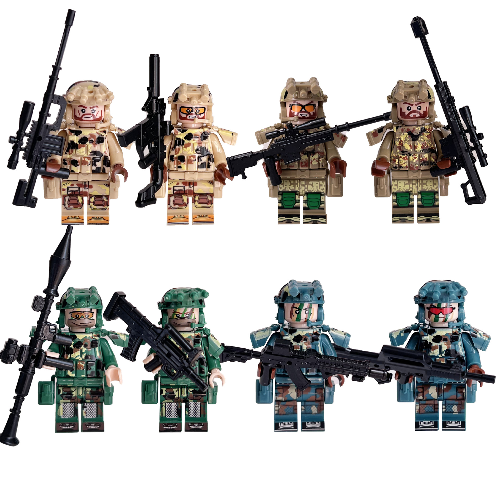 (Soldiers I) Mini Figures Trinkets Cartoon Characters Special Forces Dolls of Special Police Wolf Soldiers Children Assembled Model Toys