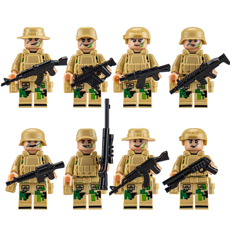 (Soldiers I) Mini Figures Trinkets Cartoon Characters Special Forces Dolls of Special Police Wolf Soldiers Children Assembled Model Toys