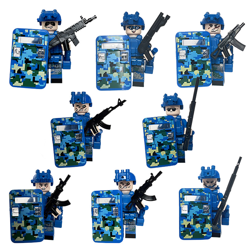 (Soldiers I) Mini Figures Trinkets Cartoon Characters Special Forces Dolls of Special Police Wolf Soldiers Children Assembled Model Toys