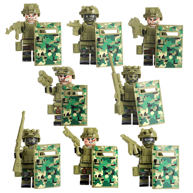 (Soldiers I) Mini Figures Trinkets Cartoon Characters Special Forces Dolls of Special Police Wolf Soldiers Children Assembled Model Toys