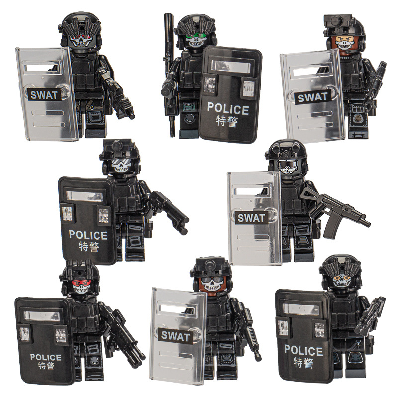 (Soldiers I) Mini Figures Trinkets Cartoon Characters Special Forces Dolls of Special Police Wolf Soldiers Children Assembled Model Toys