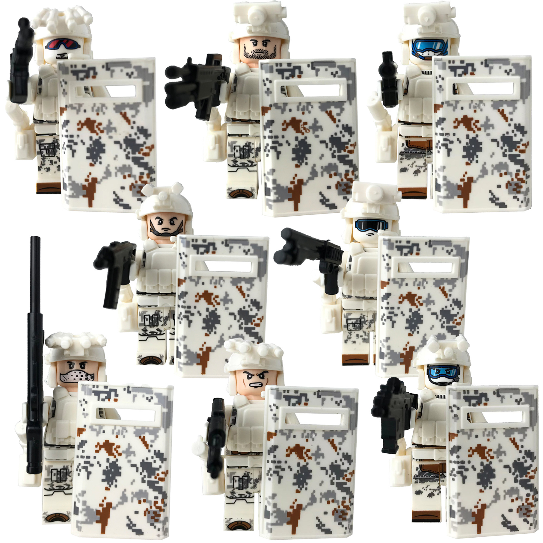 (Soldiers I) Mini Figures Trinkets Cartoon Characters Special Forces Dolls of Special Police Wolf Soldiers Children Assembled Model Toys