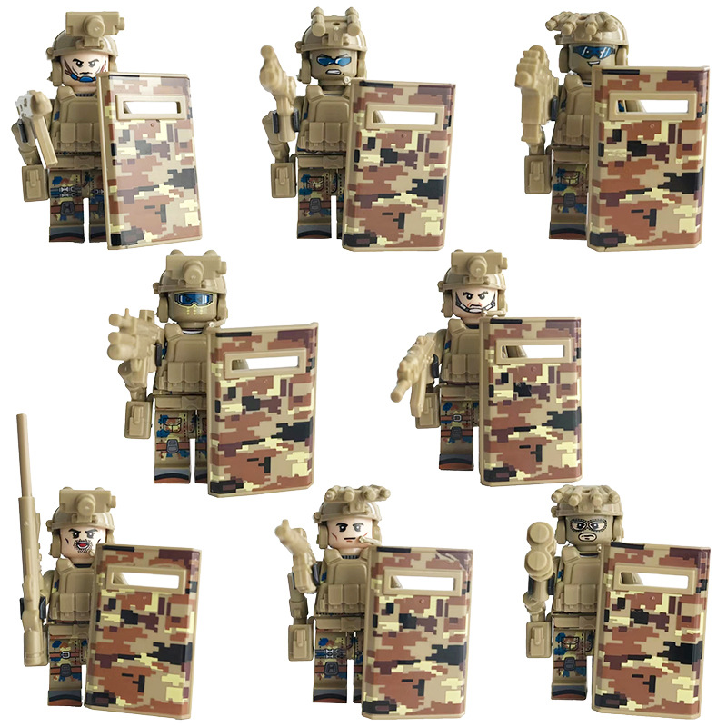 (Soldiers I) Mini Figures Trinkets Cartoon Characters Special Forces Dolls of Special Police Wolf Soldiers Children Assembled Model Toys