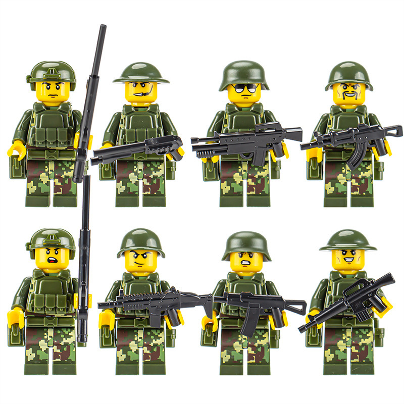 (Soldiers I) Mini Figures Trinkets Cartoon Characters Special Forces Dolls of Special Police Wolf Soldiers Children Assembled Model Toys