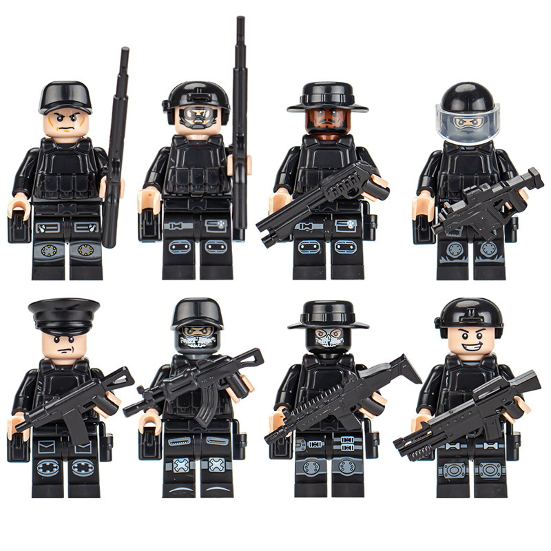 (Soldiers I) Mini Figures Trinkets Cartoon Characters Special Forces Dolls of Special Police Wolf Soldiers Children Assembled Model Toys